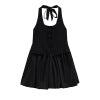 Slim fit bow hanging neck collar puffy dress for women